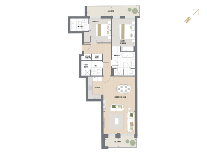 Floorplan for G.2.1 at Queen's Wharf, SECOND