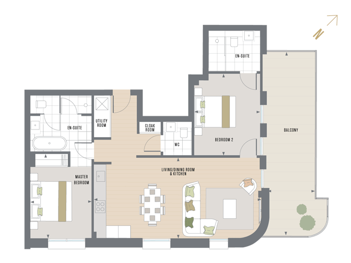 Floorplan for E.5.2 at Queen's Wharf, Fifth