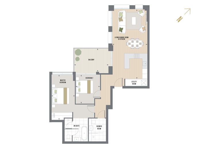 Floorplan for B.2.4 at Queen's Wharf, SECOND