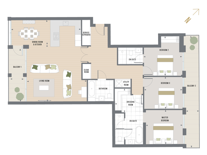 Floorplan for A.2.1 at Queen's Wharf, SECOND