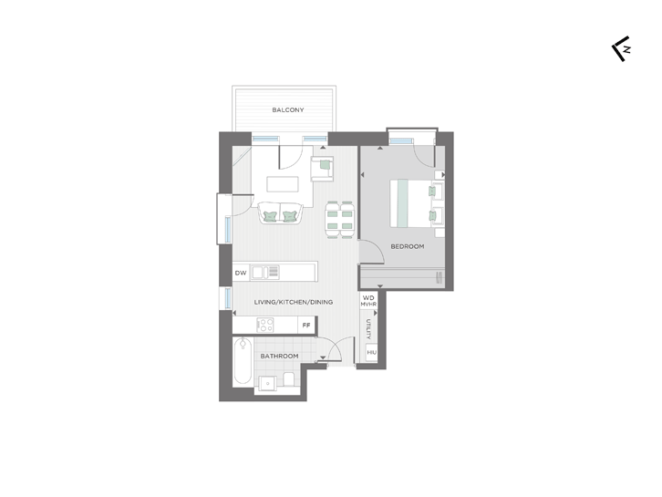 Floorplan for Apartment 201 at The Milne Building, Second