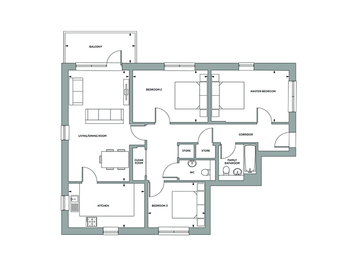Floorplan for Plot 2 at Sylvan Lodge, First