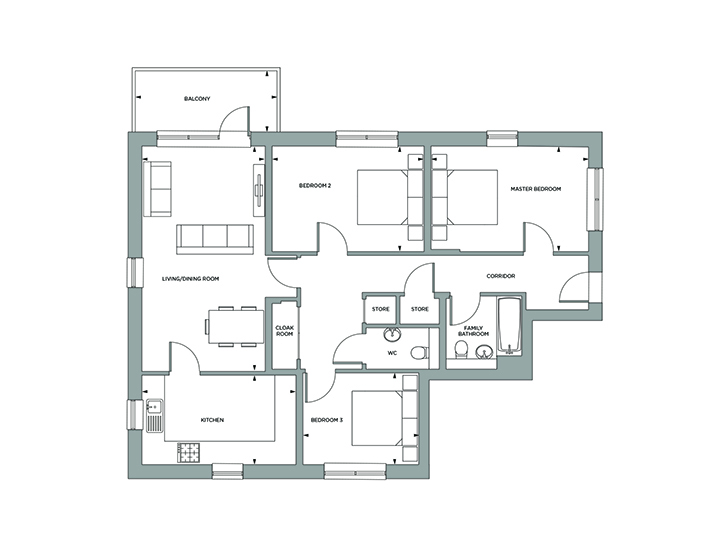 Floorplan for Plot 3 at Sylvan Lodge, Second