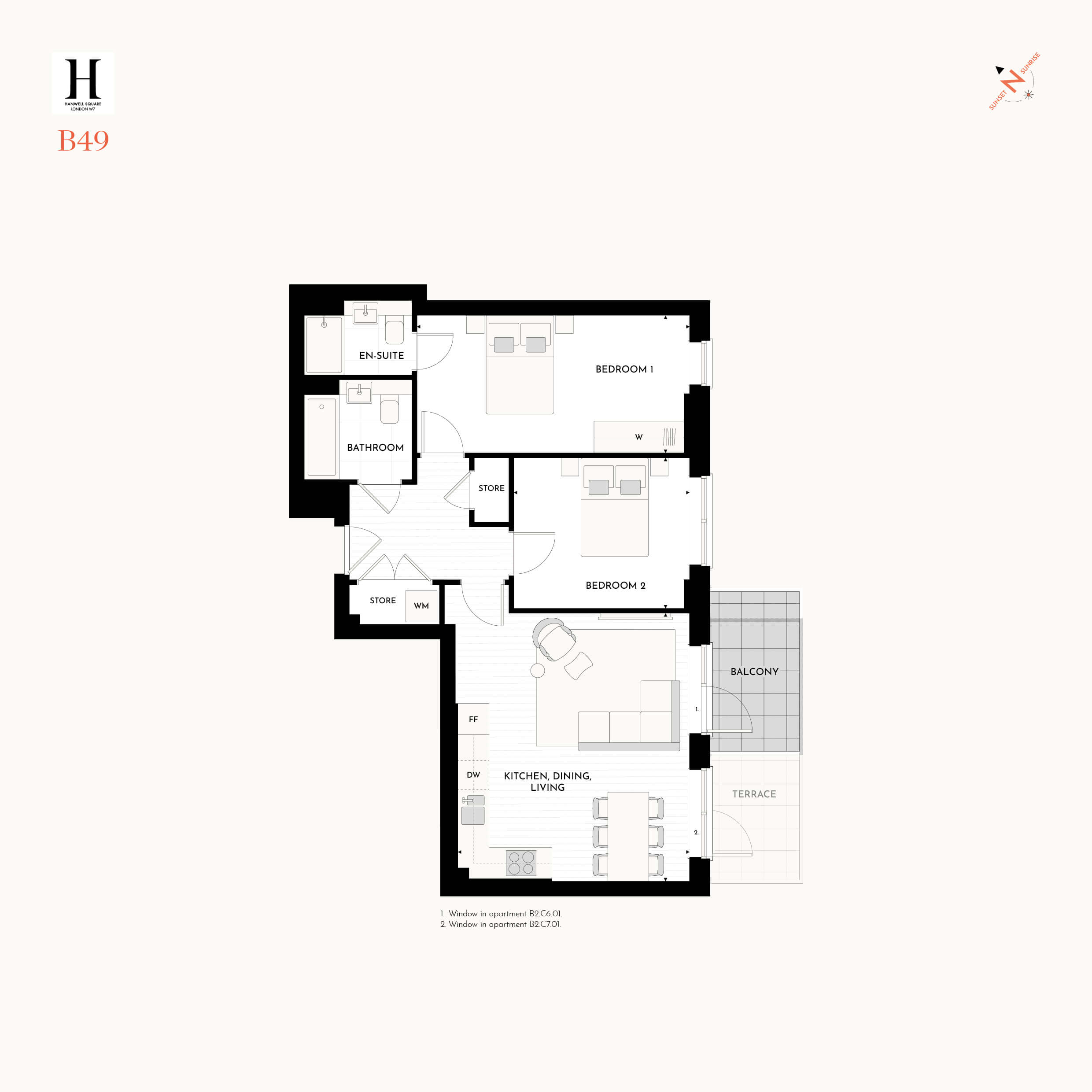 Floorplan for B.C6.01 at Hanwell Square, Sixth