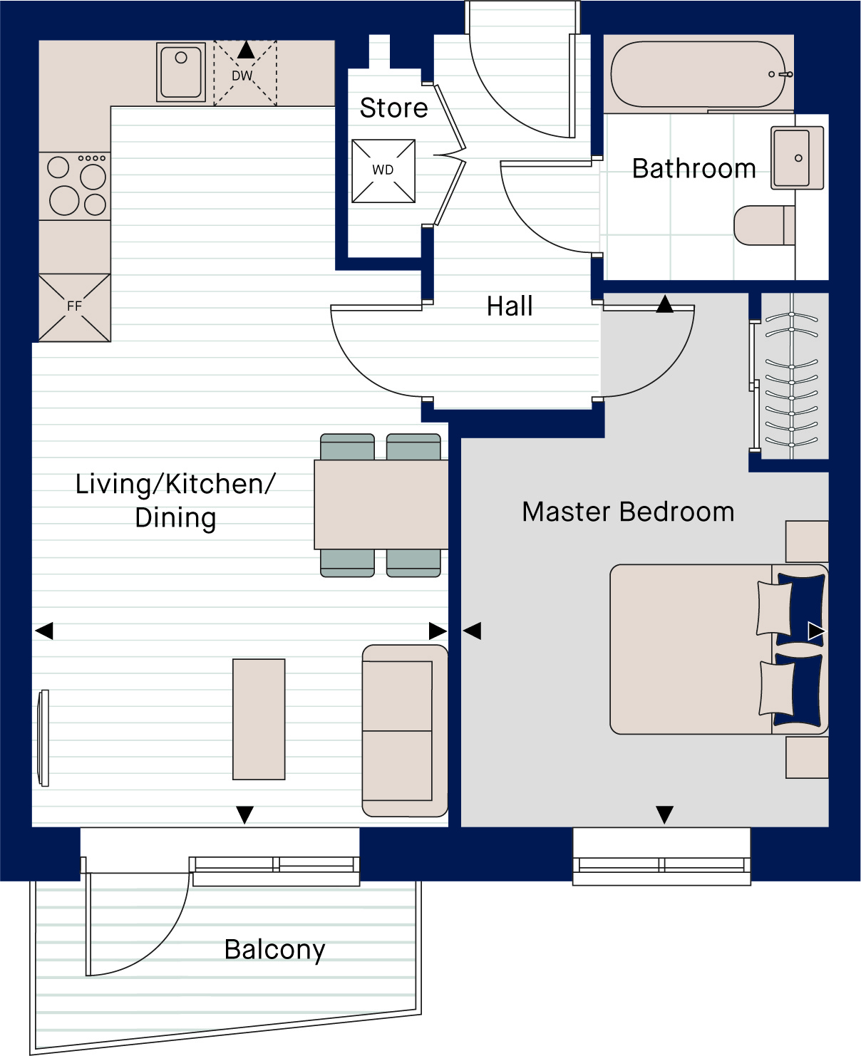 Floorplan for A3.03 at Brooklands Park, Third Floor