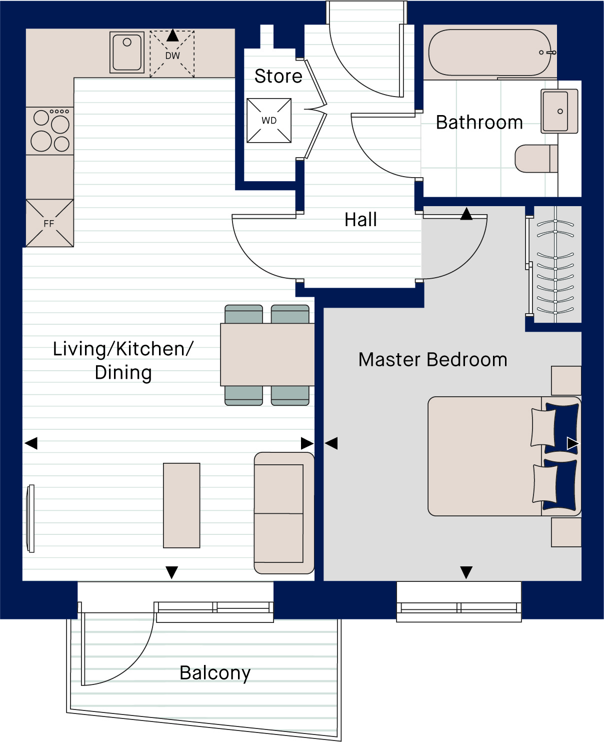 Floorplan for A4.04 at Brooklands Park, Fourth Floor
