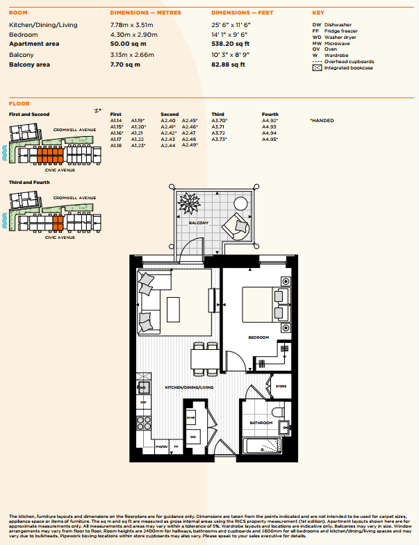 Floorplan for A1.22 at Artisi, First