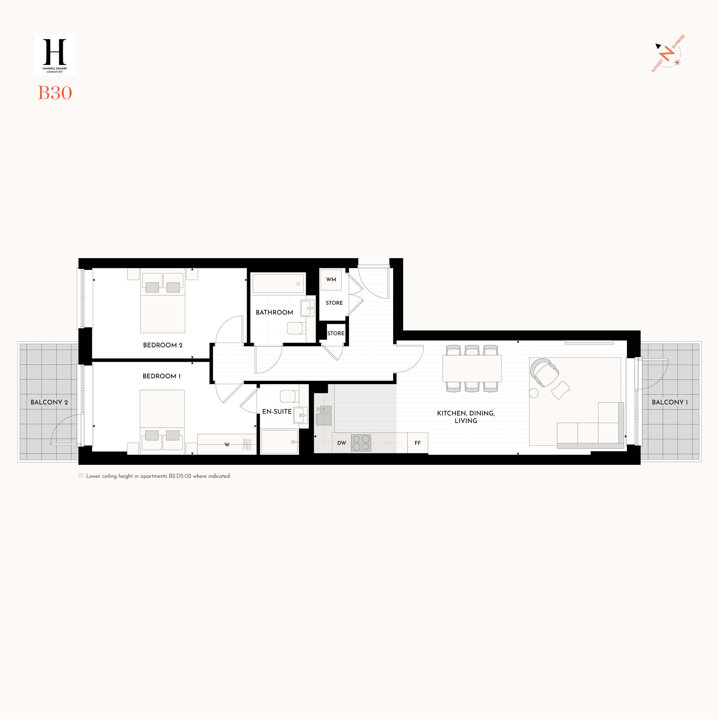 Floorplan for B.D2.04 at Hanwell Square, Second