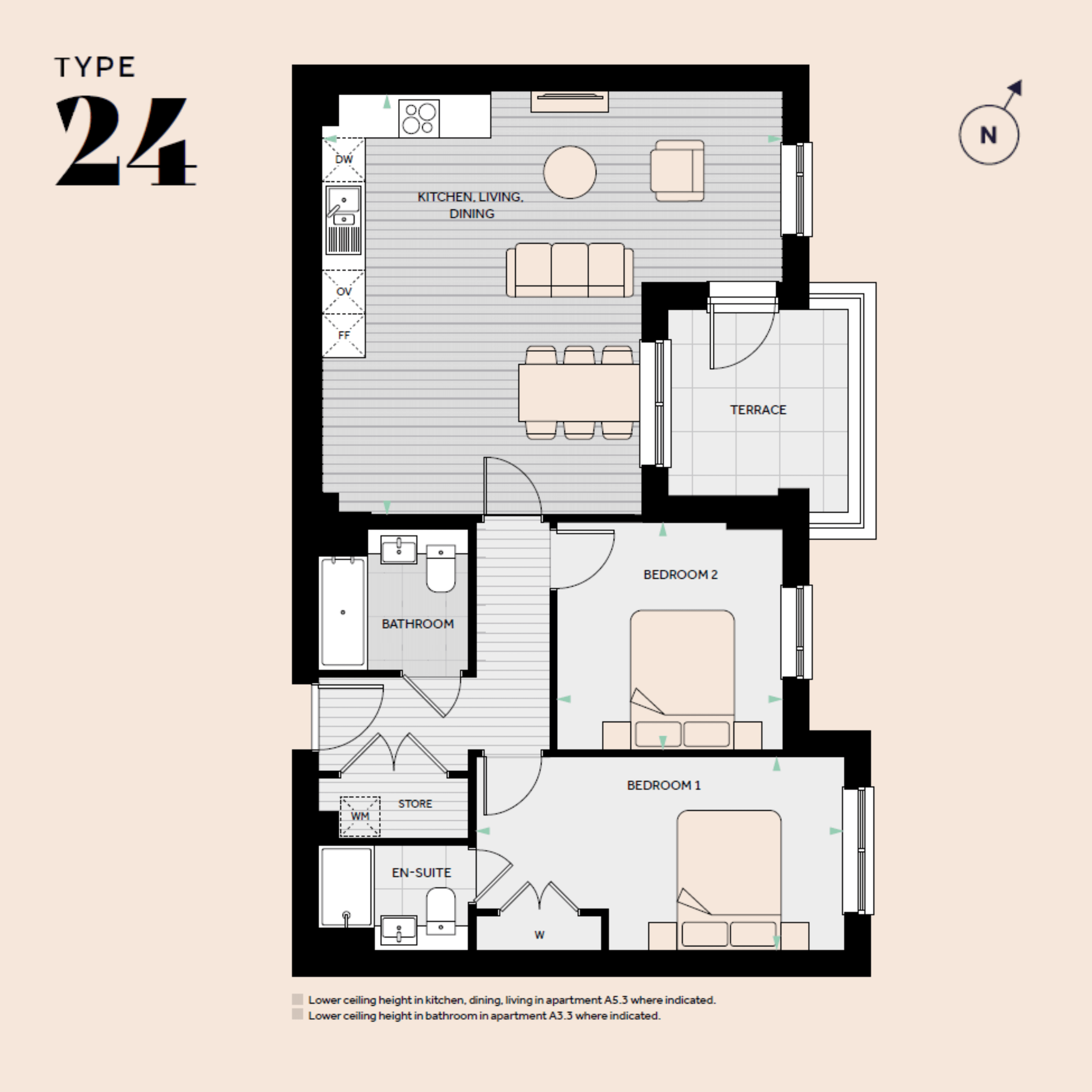 Floorplan for D5.3 at The Hue, Fifth floor