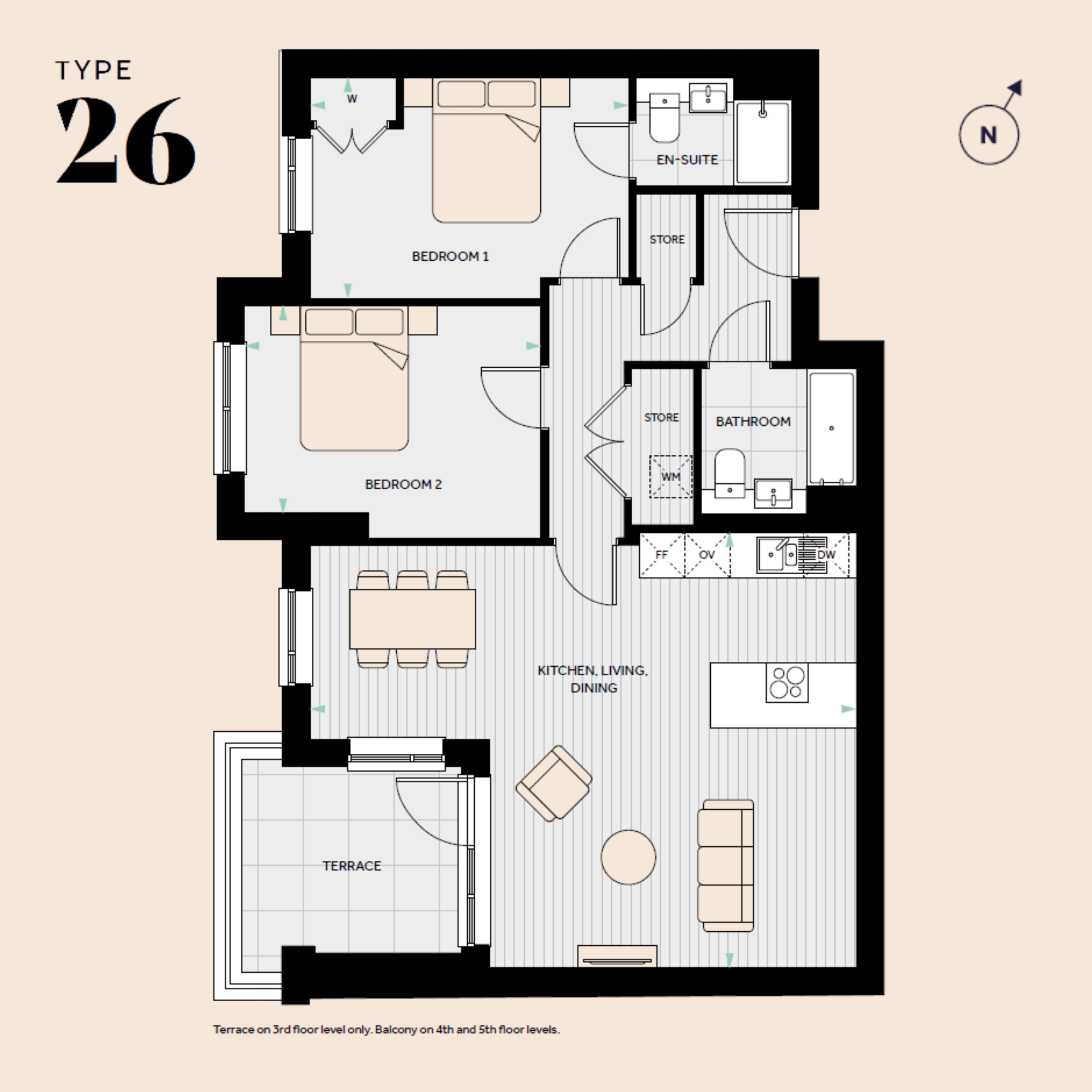 Floorplan for A5.5 at The Hue, Fifth floor
