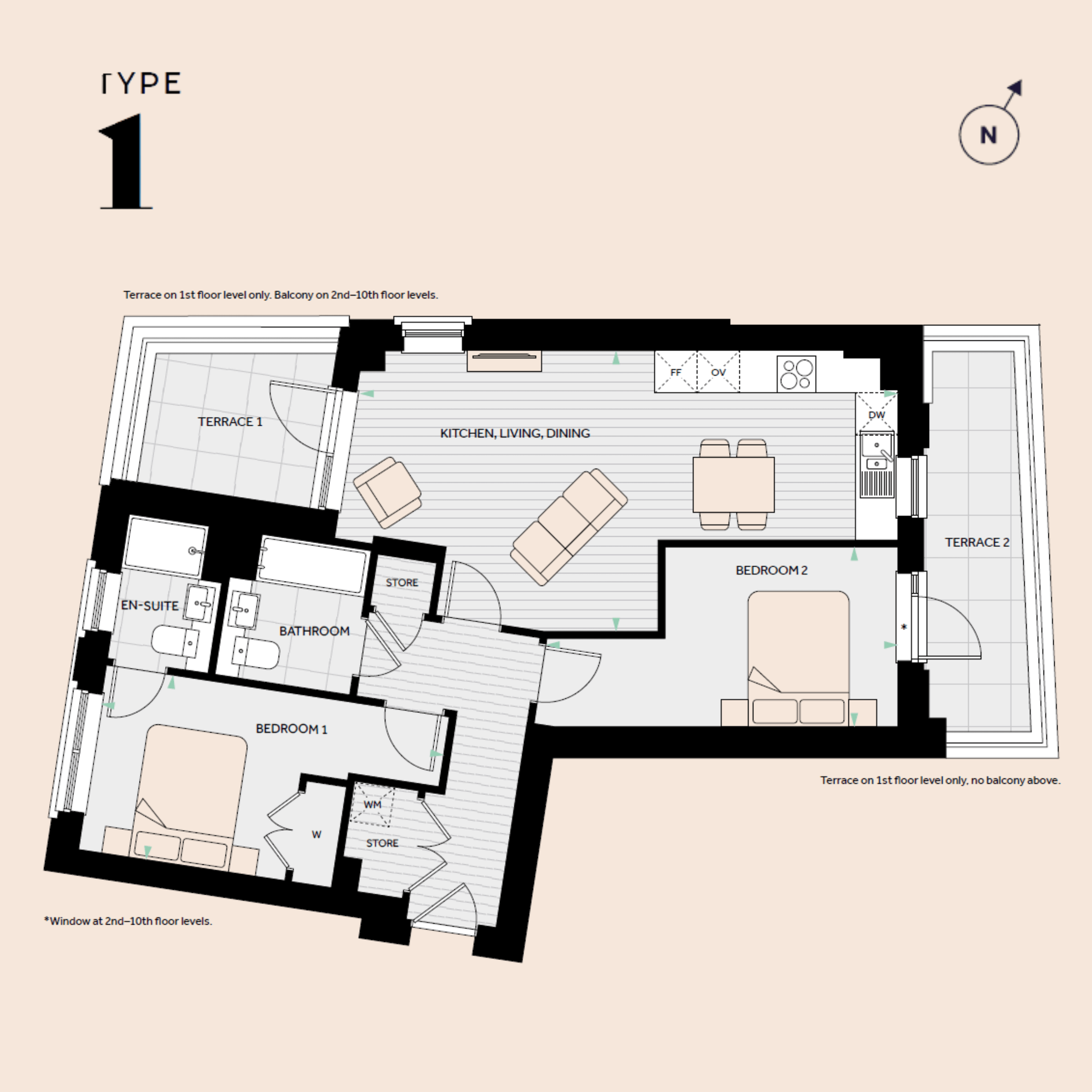 Floorplan for A6.1 at The Hue, Sixth floor