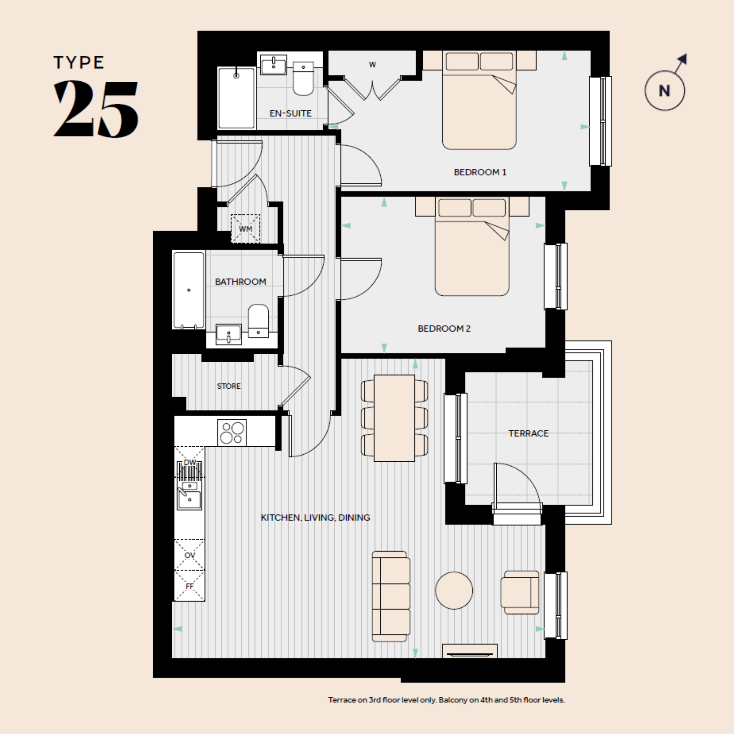 Floorplan for D5.4 at The Hue, Fifth floor