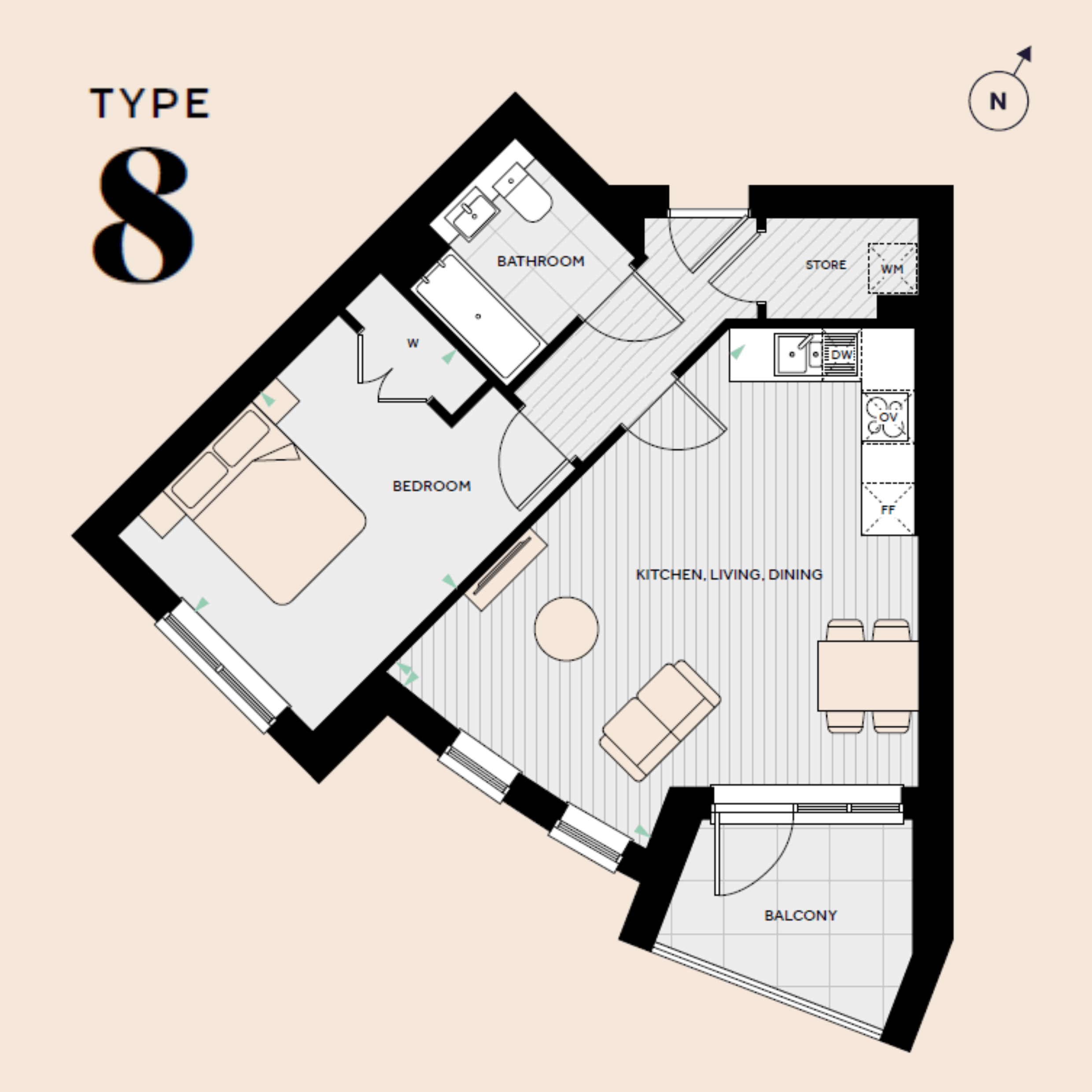 Floorplan for B1.11 at The Hue, First Floor